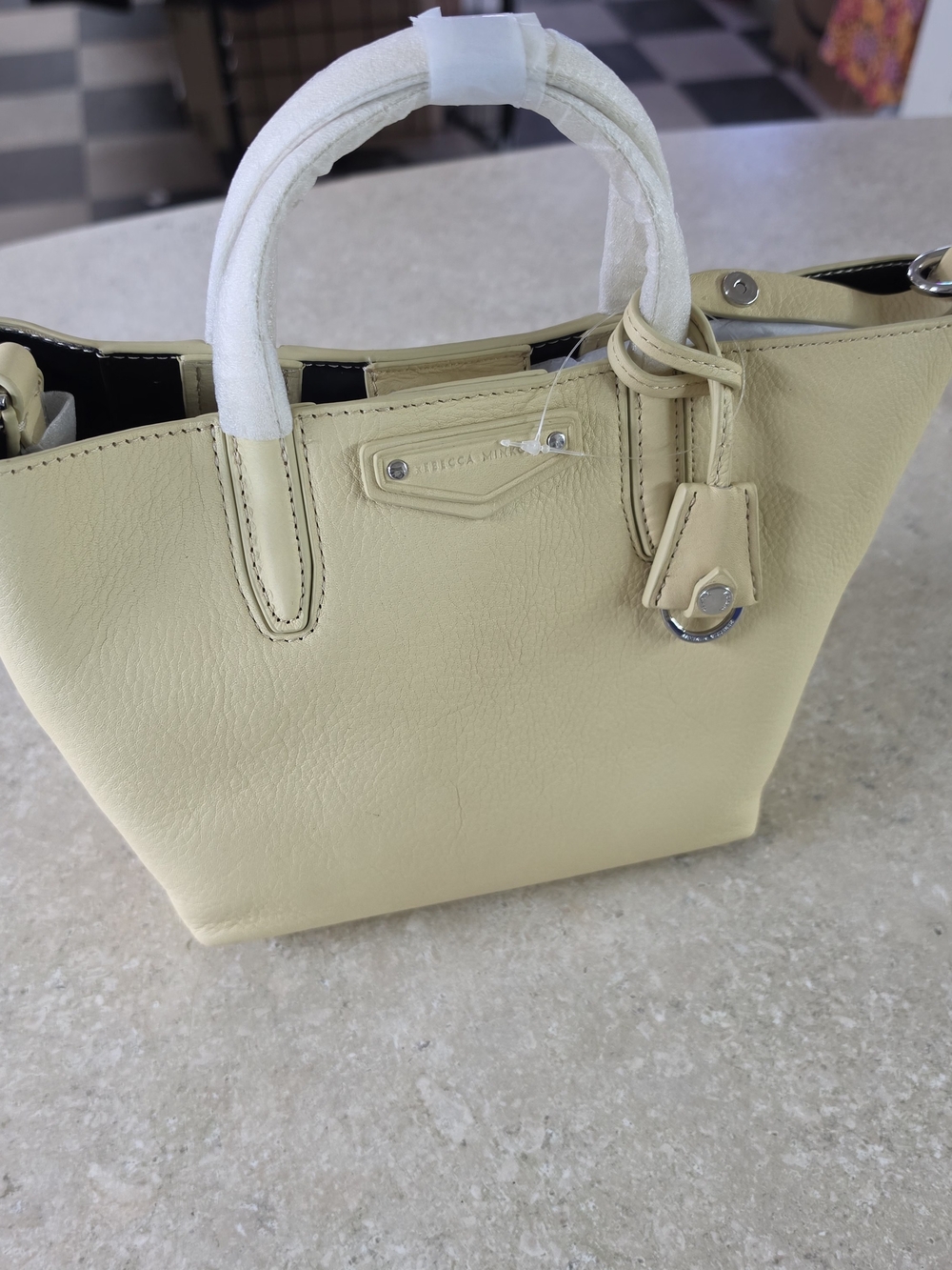Rebecca Minkoff Yellow Leather Tote Bag with Strap - Women's Handbag New
